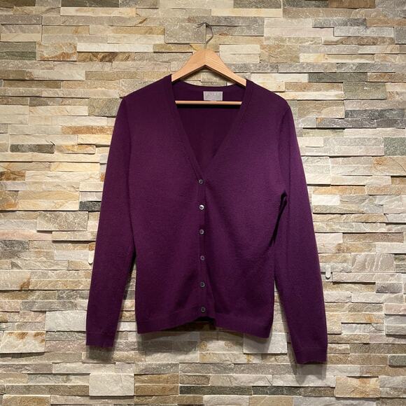 Pure Collection M Purple Cardigan | 100% Cashmere, Jewel Tone, Retail $300 - Picture 3 of 8